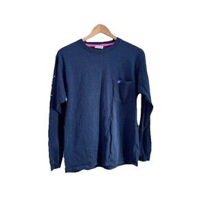 'Merican Proper Long Sleeve T-Shirt- Navy- Women's Size Large- Turtle Preppy